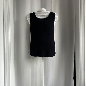 ESCADA Shell, Caviar Knit Tank Top, Ribbed Sleeveless, Black, Size 40 / Medium